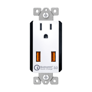 Dual USB Charger with Qualcomm Quick Charge 3.0 and 15A Single Tamper-Resistant Receptacle