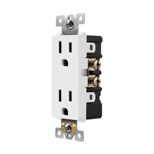 Residential Grade 15A Decorator Style Self-Grounding Duplex Receptacle