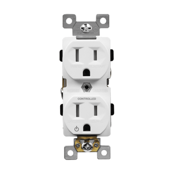 Half Controlled 15A Tamper-Resistant Duplex Style Plug Load Receptacle, 5-15R