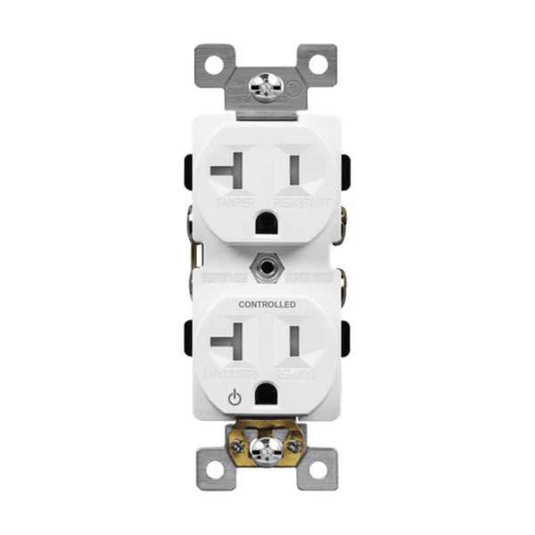 Half Controlled 20A Tamper-Resistant Duplex Style Plug Load Receptacle, 5-20R