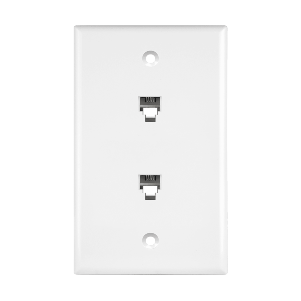 Enerlites Duplex Phone Jack Wall Plate 1 Gang 2 Modular with 6-Position 4-Conductor RJ11