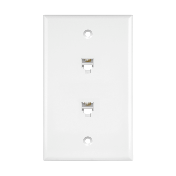 Enerlites Duplex Phone Jack Wall Plate 1 Gang 2 Modular with 6-Position 6-Conductor RJ11