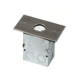 One-Gang Nickel-Plated Brass Floor Box Assembly with 20A Tamper-Weather-Resistant Single Receptacle