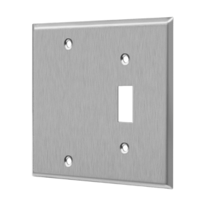 Combination Blank and Toggle Two-Gang Metal Wall Plate