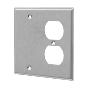 Combination Blank and Duplex Receptacle Two-Gang Metal Wall Plate