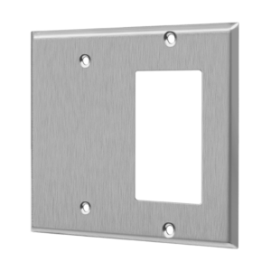 Combination Blank and Decorator/GFCI Two-Gang Metal Wall Plate