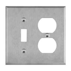 Combination Toggle and Duplex Receptacle Two-Gang Metal Wall Plate