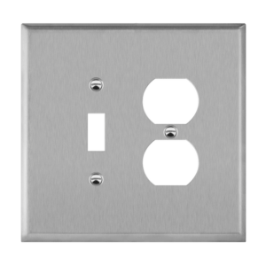 Combination Toggle and Duplex Receptacle Two-Gang Metal Wall Plate, Oversize