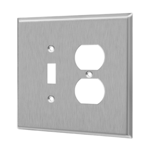 Combination Toggle and Duplex Receptacle Two-Gang Metal Wall Plate, Oversize