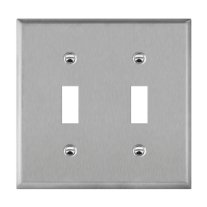 Toggle Switch Two-Gang Metal Wall Plate, Mid-Size