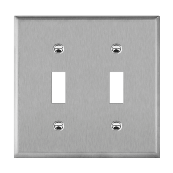 Toggle Switch Two-Gang Metal Wall Plate, Mid-Size