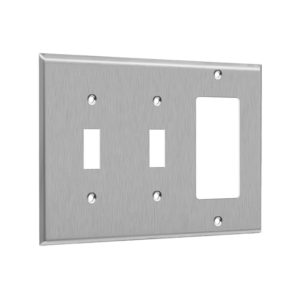 Combination Two Toggles and Decorator/GFCI Three-Gang Metal Wall Plate