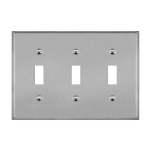 Toggle Switch Three-Gang Metal Wall Plate, Mid-Size
