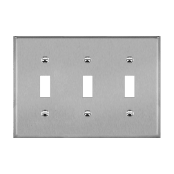 Toggle Switch Three-Gang Metal Wall Plate