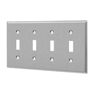 Toggle Switch Four-Gang Metal Wall Plate, Mid-Size