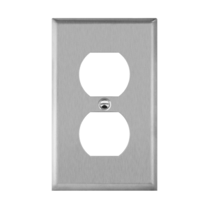 Duplex Receptacle One-Gang Metal Wall Plate, Mid-Size