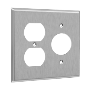 Combination Duplex Receptacle and Single Receptacle Two-Gang Metal Wall Plate