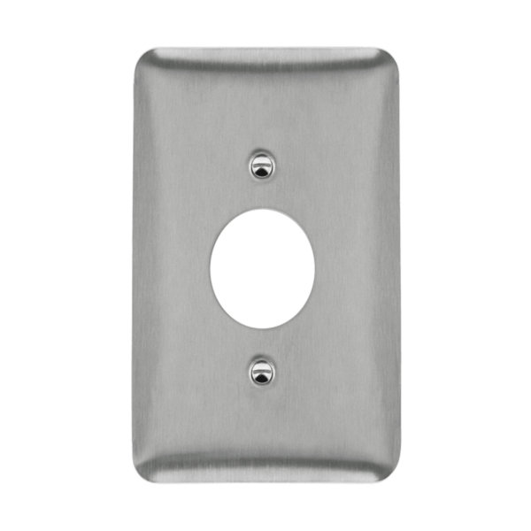 Single Receptacle One-Gang Metal Wall Plate, Mid-Size