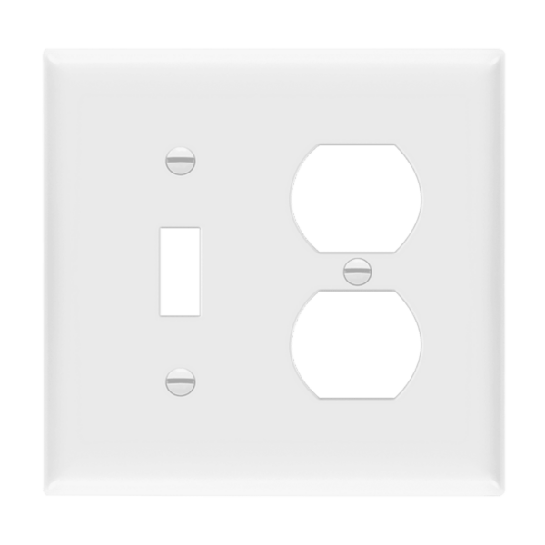 Combination Two-Gang Wall Plate - Toggle and Duplex Receptacle, Mid-Size