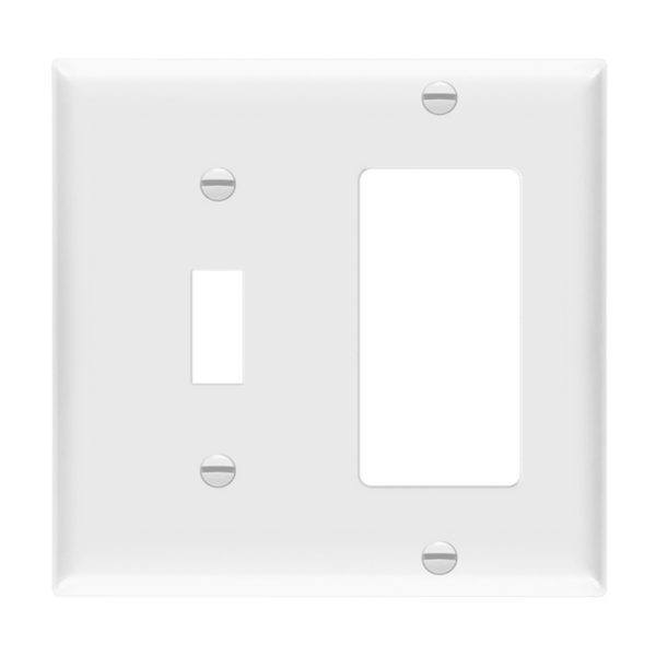 Combination Two-Gang Wall Plate - Toggle and Decorator/GFCI