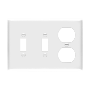 Combination Three-Gang Wall Plate - 2 Toggles and Duplex Receptacle