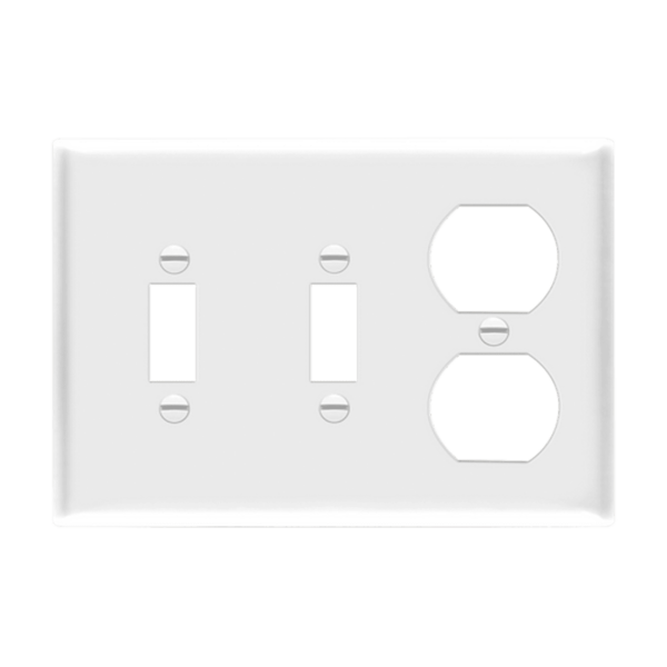 Combination Three-Gang Wall Plate - 2 Toggles and Duplex Receptacle