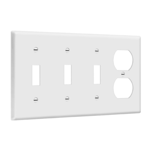 Combination Four-Gang Wall Plate - 3 Toggles and Duplex Receptacle