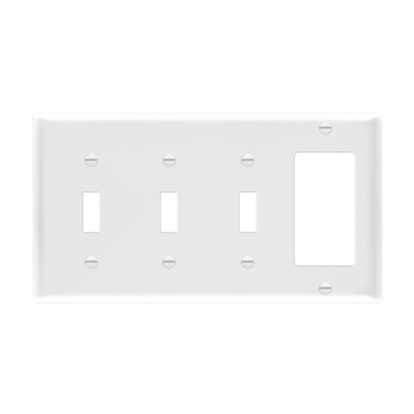 Combination Four-Gang Wall Plate - 3 Toggles and Decorator/GFCI