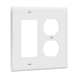 Combination Two-Gang Wall Plate - Duplex Receptacle and Decorator/GFCI
