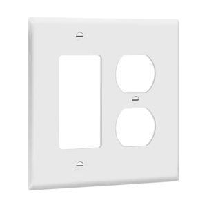 Combination Two-Gang Wall Plate - Duplex Receptacle and Decorator/GFCI, Mid-Size