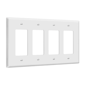 Decorator/GFCI Four-Gang Wall Plate, Mid-Size