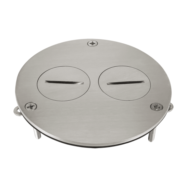 Stainless Steel 4" Diameter Flush Round Cover Plate with 20A Tamper-Weather-Resistant Duplex Receptacle