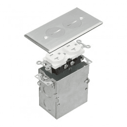 One-Gang Stainless Steel Floor Box Assembly with 20A Tamper-Weather-Resistant Duplex Receptacle