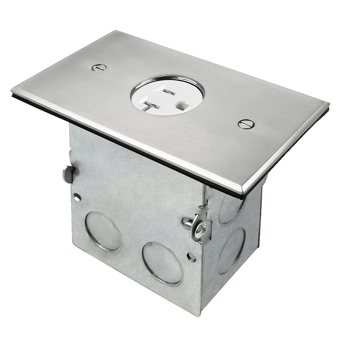 Stainless Steel Floor Box w TRWR Single Outlet - ENERLITES